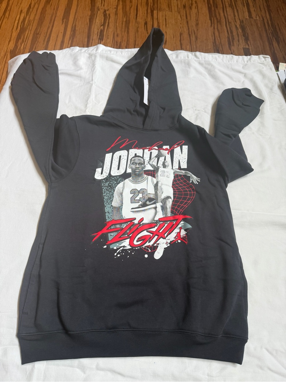 Jordan Black Hoodie with Red & White youth